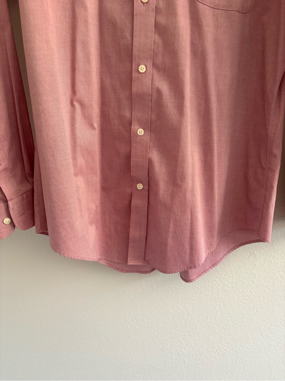 Men’s Lands' End No Iron Oxford Supima Button Down Shirt Light Red Heathered - Picture 4 of 10